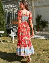 Vestido fruncido con estampado floral